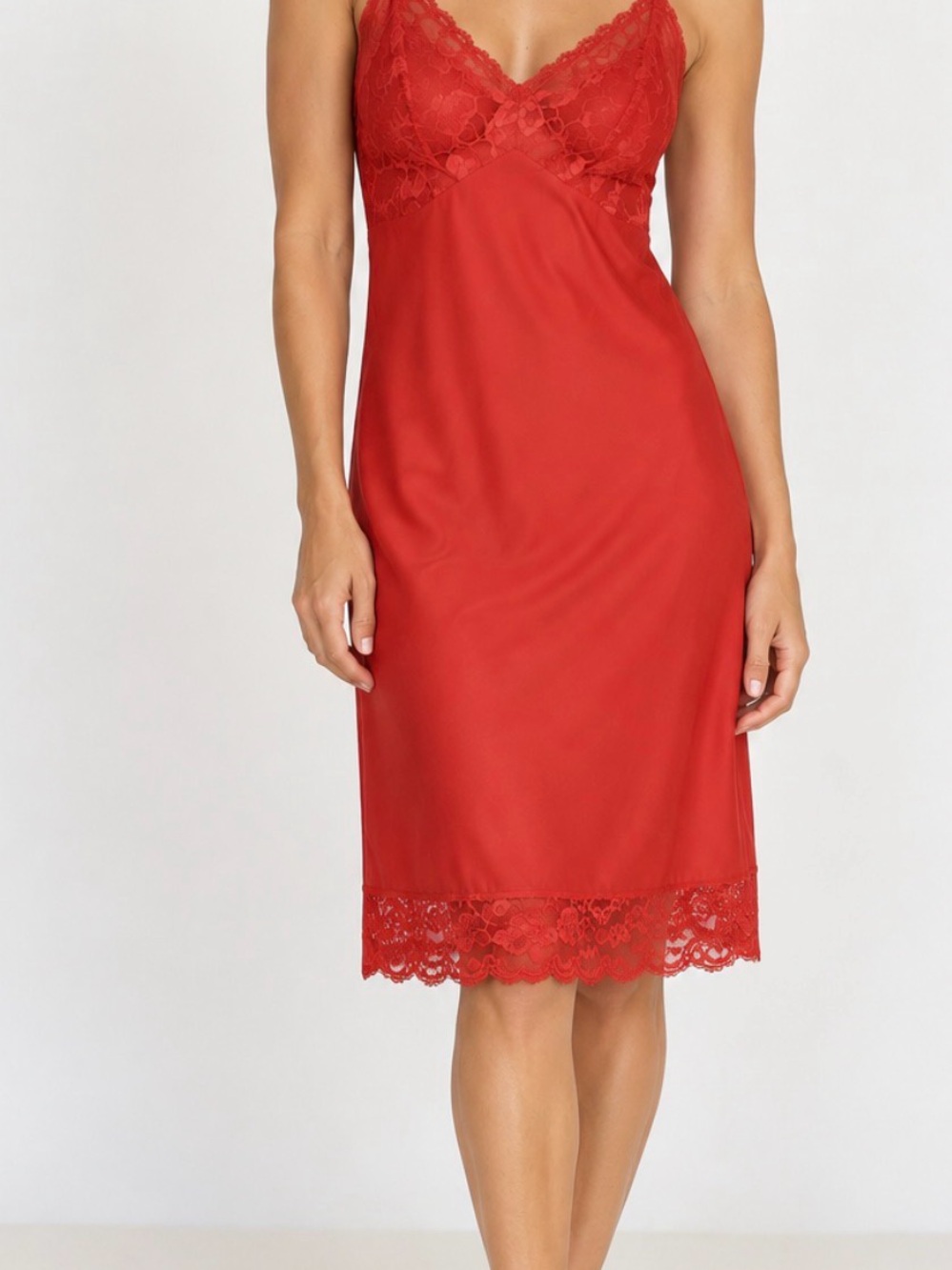 Vintage Vanity Fair Red Lace-Trim Slip - Intimates & Sleepwear size 32 small